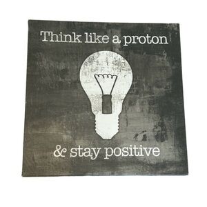 WALL ART DECOR | “THINK LIKE A PROTON & STAY POSITIVE” 12x12x1”